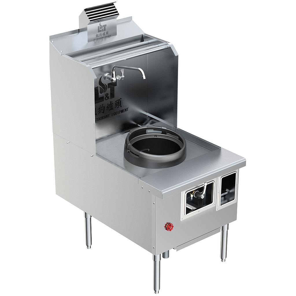 Custom Made Back Drainage Ductile Iron Wok Range, Single Burner New York Style