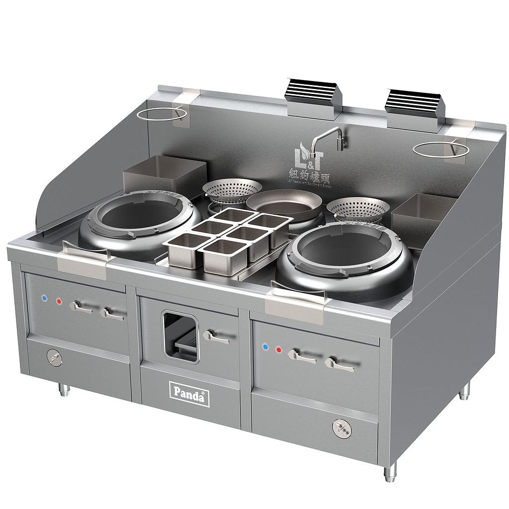 Turbo Wok Range 2 Burners + 1 Warming Pot