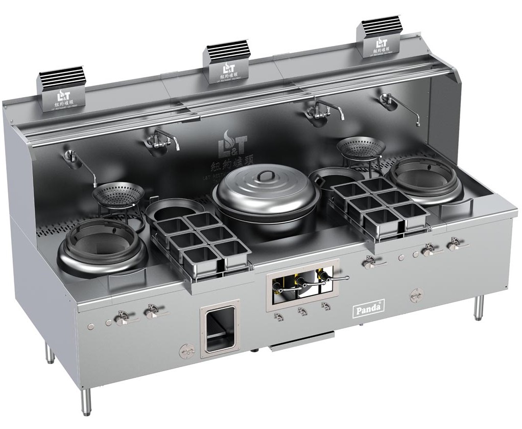 American Style Turbo Wok Range 2 Burners + 2 Warming Pots + 1 Fryer